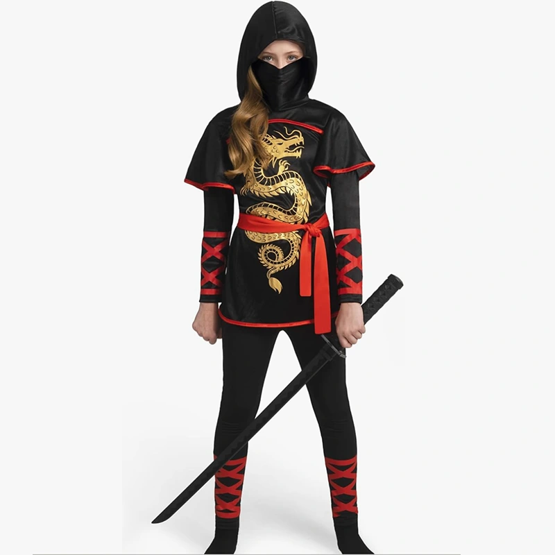 جلسة تصوير تحت عنوان زي النينجا للفتيات باللونين الأسود والأحمر